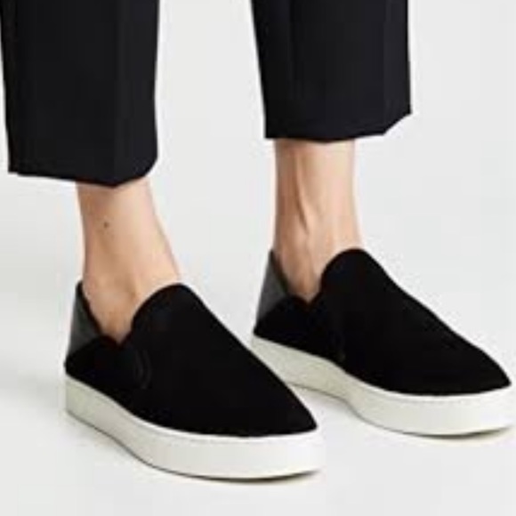 🔥1/2 of Summer Sale!🔥 VINCE Garvey Round Toe Slip-On Suede & Leather Sneakers - Picture 1 of 14